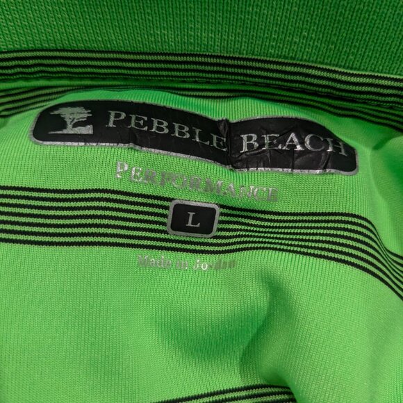 Pebble Beach Men's Performance Golf Polo Shirt, Size Large, Bright Green Striped - Picture 9 of 12